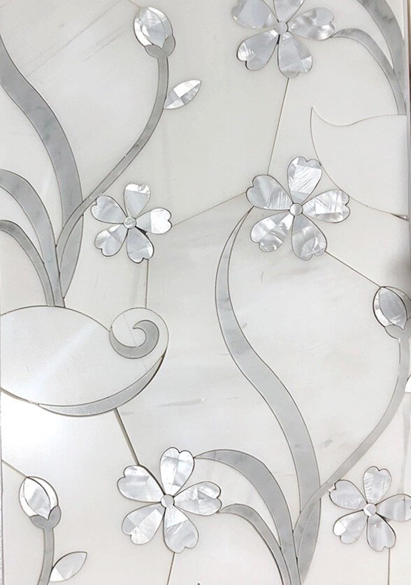 Fancy Stone Blossom Dolomite Mother, Mother Of Pearl Tile