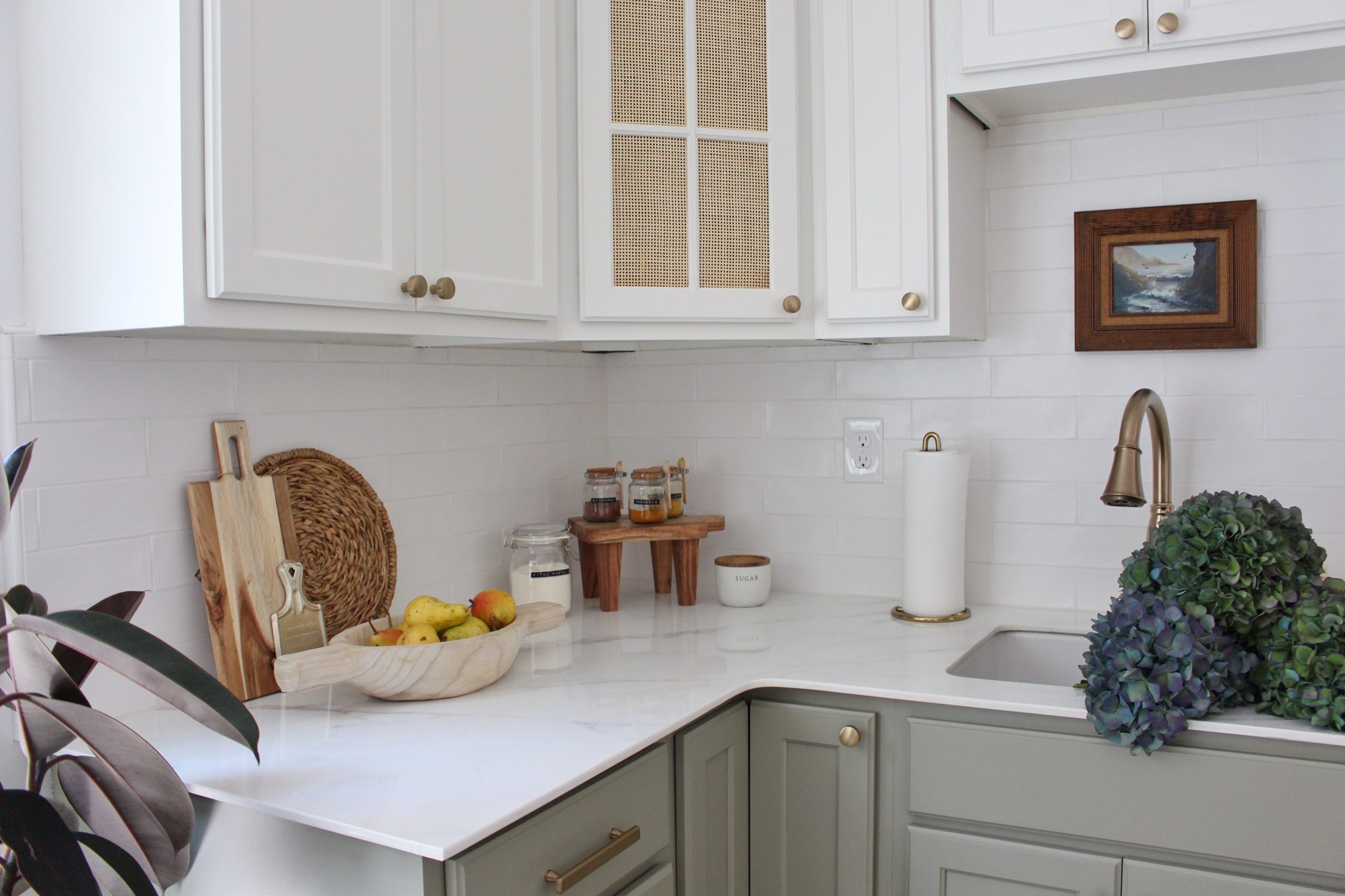 Porcelain Countertops and Subway Tile Backsplash