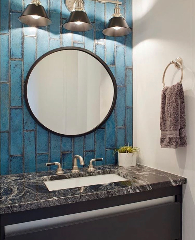 Vertical Running Bond Blue Subway Tile