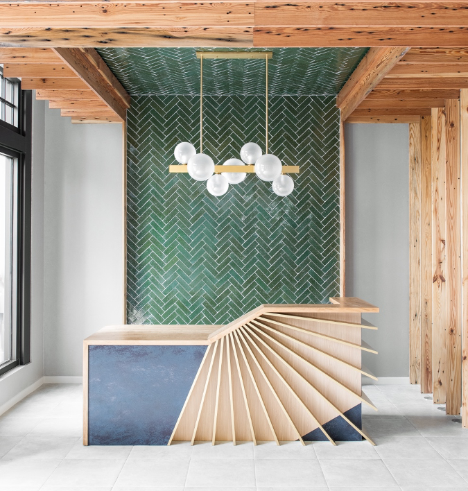 Green Herringbone Subway Tile