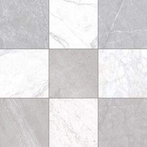 White and gray marble checkerboard tiles for floors