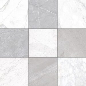 White and gray marble checkerboard tiles for floors