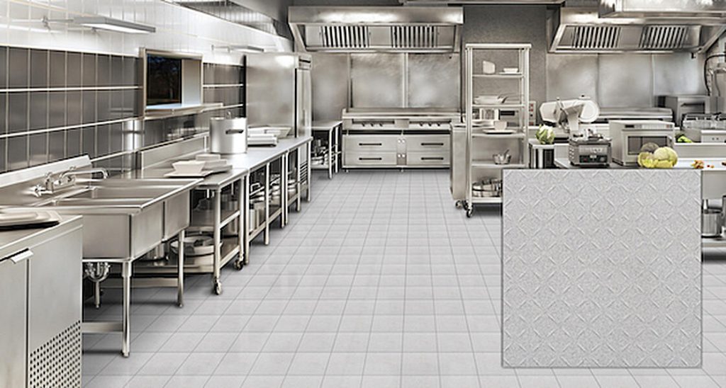Crossville Cross-Tread tile installed in a commercial kitchen