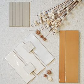 white, beige and gold tile samples