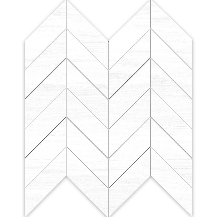 White 12" x 12 1/4" Chevron Mosaic