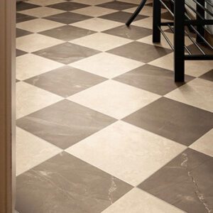Marfil and AmaniBronze marble-look tiled floor