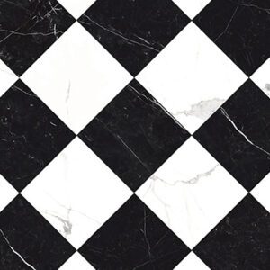 NeroMarquina and Calacatta marble-look tiles