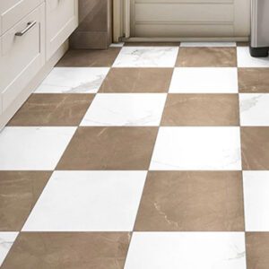Amani Bronze and Calacatta marble-look checkerboard tiled floor