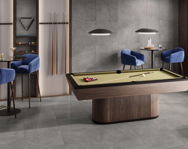 Sand Garden tile collection in a game room with pool table