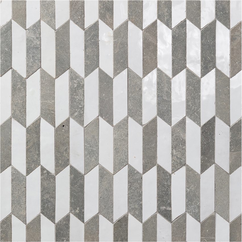 Blanc Gris 1X4 Sevilla Pattern Mosaic