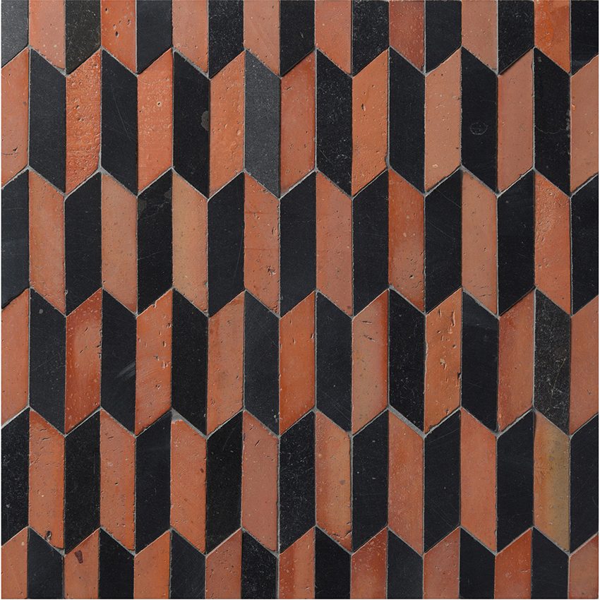 Noir Rouge 1X4 Sevilla Pattern Mosaic