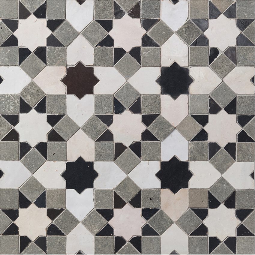 Blanc Gris Tangiers Pattern Mosaic