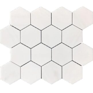 Glacier White 3" Hexagon Mosaic Honed