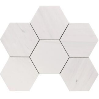 Glacier White 5" Hexagon Mosaic Honed