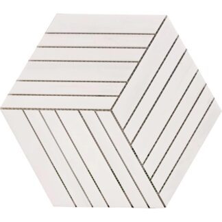 Glacier White 12" Bellagon Mosaic Honed