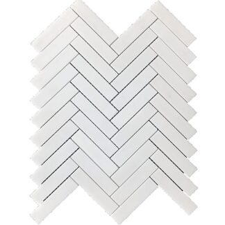 Glacier White 1" x 4" Herringbone Mosaic Honed