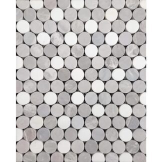 Earth Grey Glacier White Pennyround 3/8" Honed