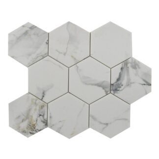 Calacatta Blue 4" Hexagon Mosaic
