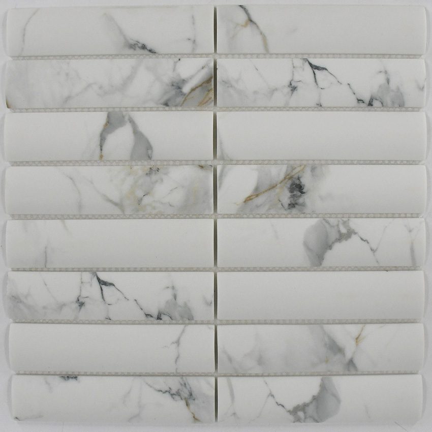 Calacatta Blue 1 3/8X5 3/4 Linear Mosaic