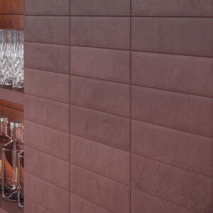 burgundy small format tiled wall