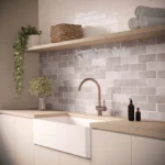The Upland Collection backsplash creates a calming and timeless look with its warm, neutral palette. Subtle variations in color add depth, making it the perfect backdrop for any space. 🤍🤎
